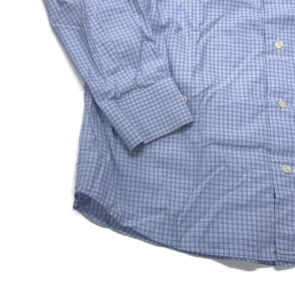 Eton Button Up Shirt Mens 15.75 15 3/4 - 40 Medium Blue Check Long Sleeve Spread - Picture 2 of 9